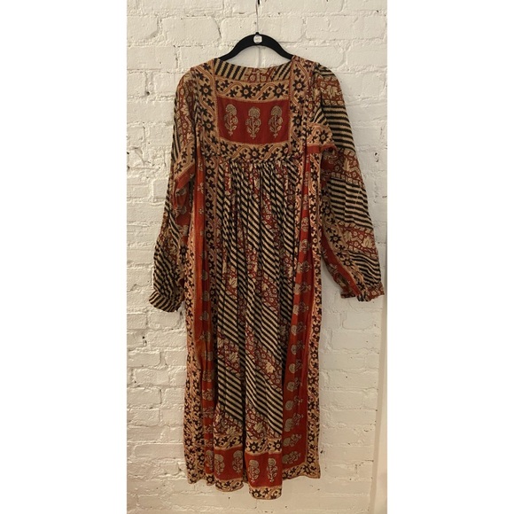 Vintage Border Print Cotton Dress Medium - Picture 5 of 5